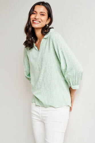 Sage Green Polka Dots Straight Top, Sage Green, image 2