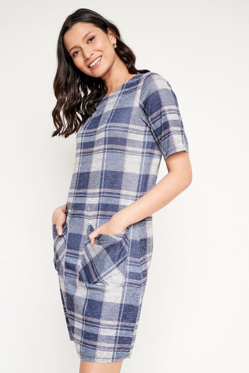 Grey Colour Blocked Straight Dress, Grey, image 1