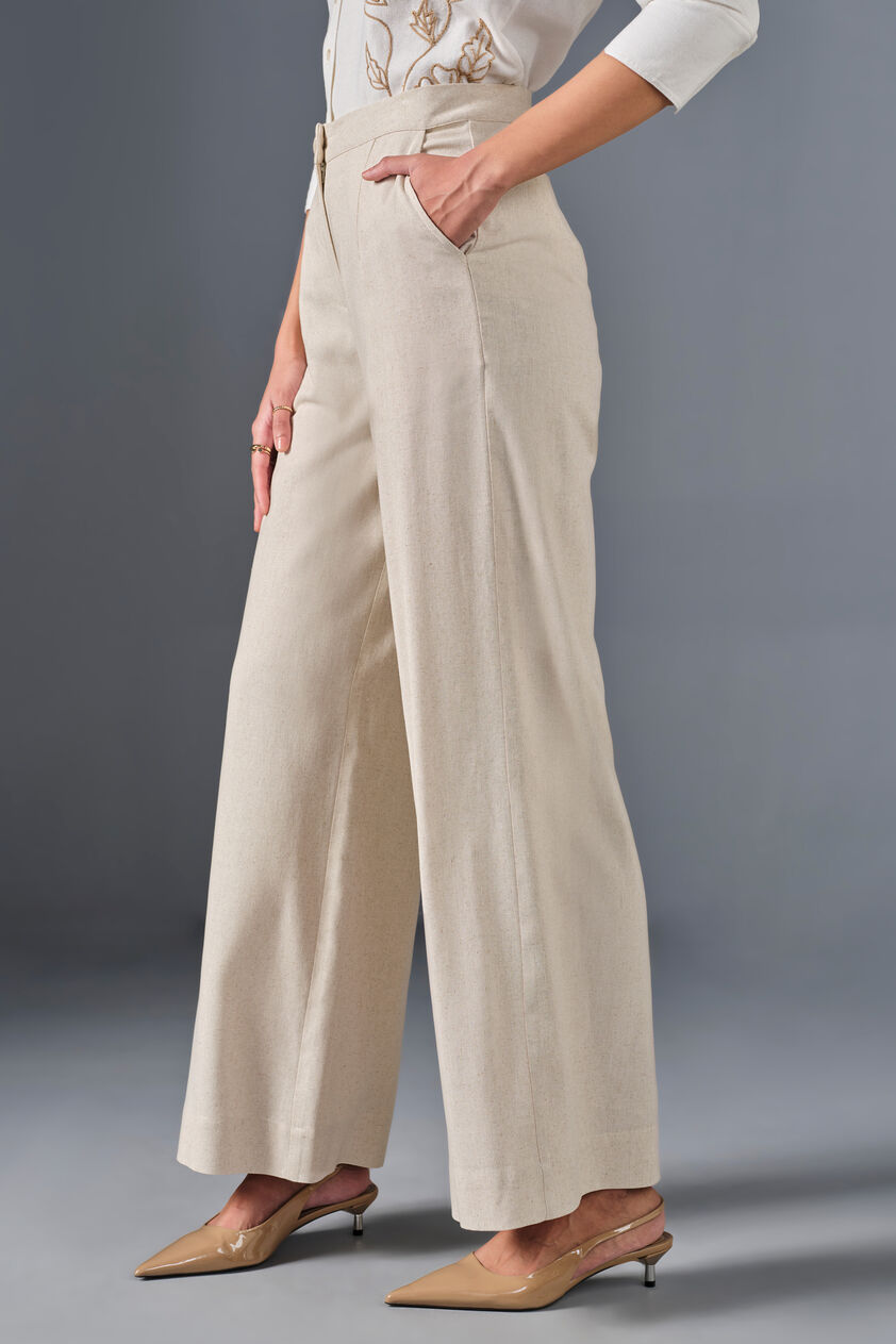 Effortless Viscose Blend Pants, Natural, image 4