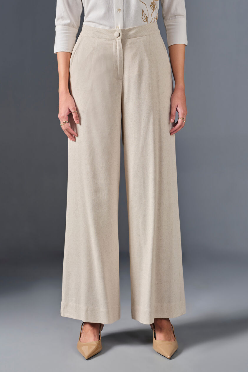 Effortless Viscose Blend Pants, Natural, image 1