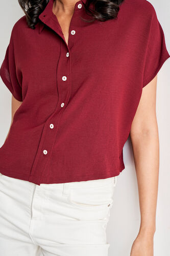 Maroon Straight Solid Top, Maroon, image 5
