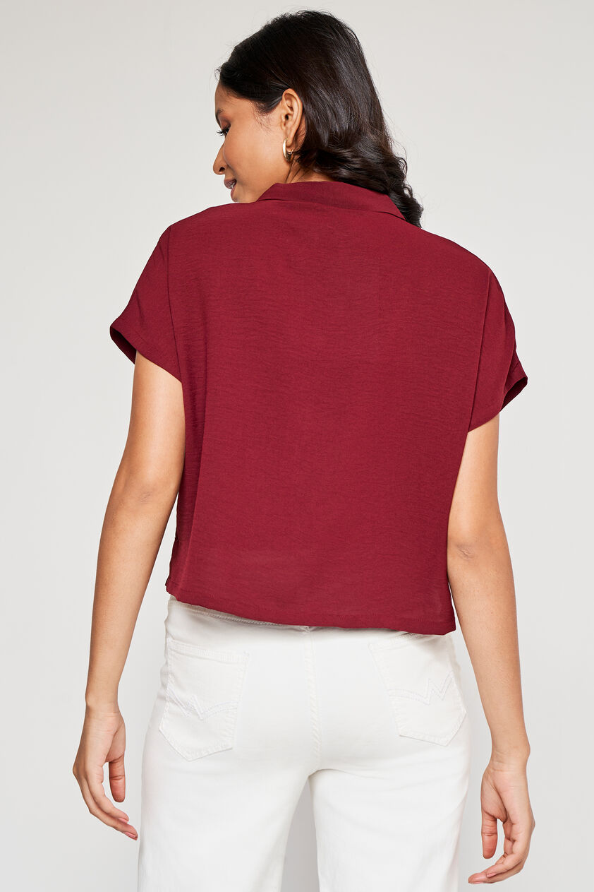 Maroon Straight Solid Top, Maroon, image 2