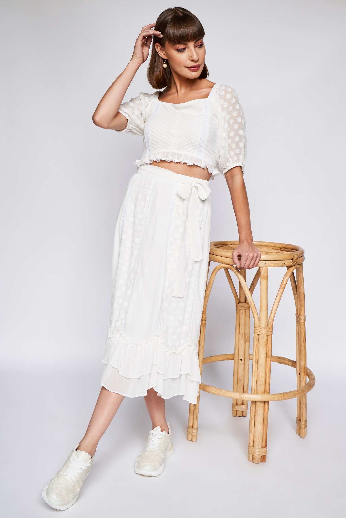 White Solid High-Low Set, White, image 3